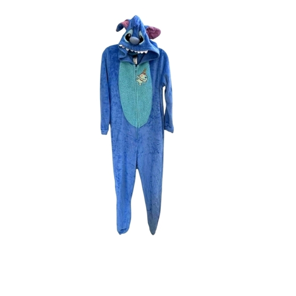 Blue Character Onesie with Hood Stitch Disney Sleeper M 8-10 - Picture 1 of 11